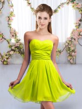  Yellow Green Sleeveless Mini Length Ruching Lace Up Court Dresses for Sweet 16