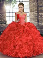 Nice Sleeveless Lace Up Floor Length Beading and Ruffles Vestidos de Quinceanera