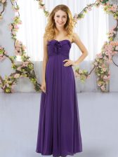 Spectacular Purple Lace Up Sweetheart Ruffles Vestidos de Damas Chiffon Sleeveless