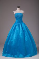 Fitting Sleeveless Lace Up Floor Length Beading Sweet 16 Quinceanera Dress
