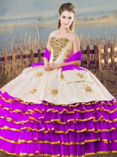 Sweetheart Sleeveless Organza Vestidos de Quinceanera Beading and Ruffled Layers Lace Up