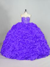 Sumptuous Fabric With Rolling Flowers Sleeveless Sweet 16 Dress Court Train and Beading