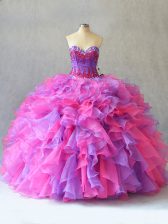Fantastic Sweetheart Sleeveless Lace Up Quinceanera Gown Multi-color Organza