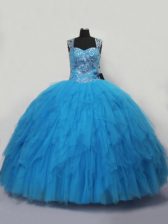 Trendy Sleeveless Beading and Ruffles Lace Up 15th Birthday Dress