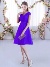 Hot Selling Cap Sleeves Lace Up Mini Length Lace Damas Dress