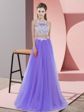  Halter Top Sleeveless Zipper Damas Dress Lavender Tulle