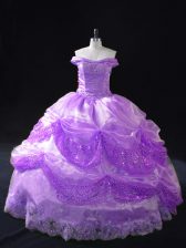 Clearance Beading and Appliques and Sequins Sweet 16 Dress Lavender Lace Up Sleeveless