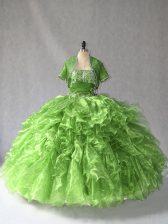 Hot Selling Sleeveless Beading and Ruffles Lace Up Quinceanera Dresses
