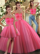Sexy Tulle Sleeveless Floor Length Ball Gown Prom Dress and Beading