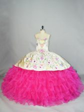 Glorious Sleeveless Embroidery Lace Up 15th Birthday Dress