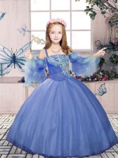 Modern Purple Straps Neckline Beading Little Girl Pageant Dress Sleeveless Lace Up