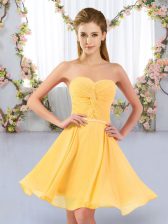  Gold Sweetheart Lace Up Ruching Damas Dress Sleeveless