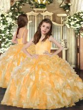  Sleeveless Ruffles Lace Up Little Girl Pageant Gowns