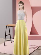 Romantic Sleeveless Beading Backless Evening Dress