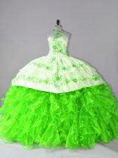  Sleeveless Organza Court Train Lace Up Quinceanera Dresses for Sweet 16 and Quinceanera