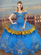 Attractive Sleeveless Lace Up Floor Length Embroidery Quinceanera Dress