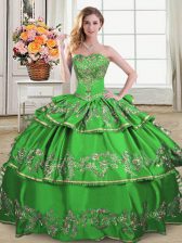 Pretty Floor Length Ball Gowns Sleeveless Green Vestidos de Quinceanera Lace Up
