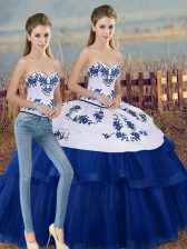 Unique Royal Blue Sleeveless Tulle Lace Up Vestidos de Quinceanera for Military Ball and Sweet 16 and Quinceanera