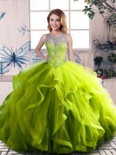  Tulle Sleeveless Floor Length Quinceanera Gowns and Beading and Ruffles