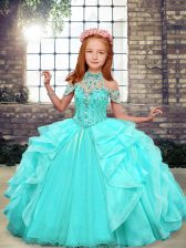  Organza Sleeveless Floor Length Pageant Dress Wholesale and Beading and Ruffles