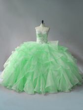  Ball Gowns Sweetheart Sleeveless Organza Lace Up Beading and Ruffles Ball Gown Prom Dress