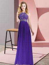 Captivating Sleeveless Beading Backless Prom Gown