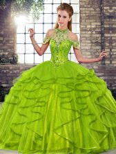 Inexpensive Floor Length Ball Gowns Sleeveless Olive Green Vestidos de Quinceanera Lace Up