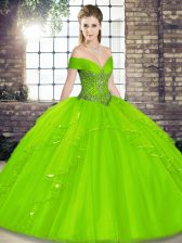 Glorious Sleeveless Floor Length Beading and Ruffles Lace Up Sweet 16 Quinceanera Dress with 