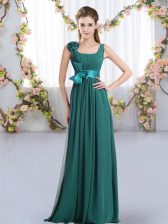 Customized Floor Length Empire Sleeveless Peacock Green Dama Dress for Quinceanera Zipper