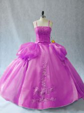 Modern Lilac Quinceanera Dresses Sweet 16 and Quinceanera with Appliques Straps Sleeveless Lace Up