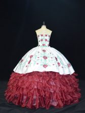  Floor Length Burgundy Quinceanera Dresses Sweetheart Sleeveless Lace Up