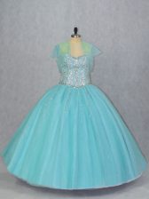  Sleeveless Lace Up Floor Length Beading Sweet 16 Quinceanera Dress