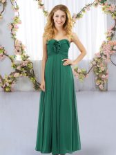 Stunning Floor Length Empire Sleeveless Dark Green Quinceanera Court Dresses Lace Up