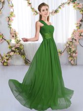  Ruching Court Dresses for Sweet 16 Green Lace Up Sleeveless Floor Length