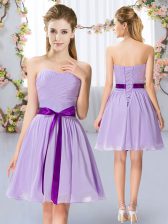 Low Price Lavender Lace Up Dama Dress Belt Sleeveless Mini Length
