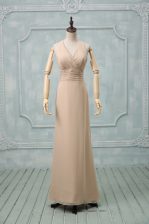  Floor Length Column/Sheath Sleeveless Champagne Dress for Prom Backless