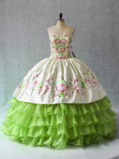 Fantastic Green Sweetheart Neckline Ruffled Layers 15 Quinceanera Dress Sleeveless Lace Up