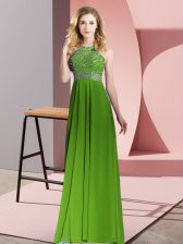 Edgy Green Dress for Prom Prom and Party with Beading Scoop Sleeveless Backless