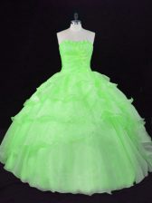 Artistic Ball Gowns Beading and Ruffles Ball Gown Prom Dress Lace Up Organza Sleeveless Floor Length