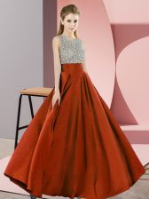 Chic Scoop Sleeveless Elastic Woven Satin Dress for Prom Beading Backless