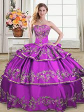 Traditional Ball Gowns 15 Quinceanera Dress Purple Sweetheart Organza Sleeveless Floor Length Lace Up