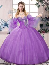 Hot Sale Long Sleeves Lace Up Floor Length Beading Sweet 16 Quinceanera Dress