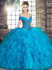 Dazzling Sleeveless Beading and Ruffles Lace Up Sweet 16 Dresses