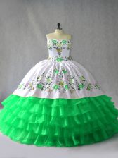 Stunning Green Sleeveless Organza Lace Up Quinceanera Gown for Sweet 16 and Quinceanera