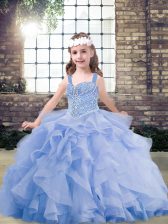 Ball Gowns Pageant Dress Lavender Straps Tulle Sleeveless Floor Length Lace Up