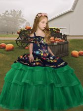  Floor Length Green Little Girl Pageant Dress Straps Sleeveless Lace Up