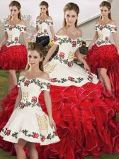 Glorious Organza Sleeveless Floor Length Quinceanera Dress and Embroidery and Ruffles