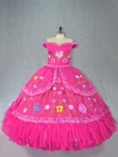  Floor Length Ball Gowns Sleeveless Hot Pink 15 Quinceanera Dress Lace Up