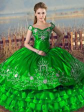  Floor Length Ball Gowns Sleeveless Green 15th Birthday Dress Lace Up