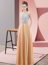  Orange Sleeveless Satin Backless for Prom and Party